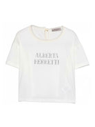 T-shirt per bambina Alberta Ferretti Kids bianca con logo sul davanti R1G600 7120 0001 ALBERTA FERRETTI KIDS 