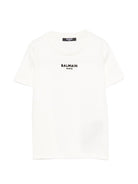 T-shirt per bambino Balmain Kids bianca con stampa logo sul davanti BZ8I11 Z3672 102NE BALMAIN KIDS 