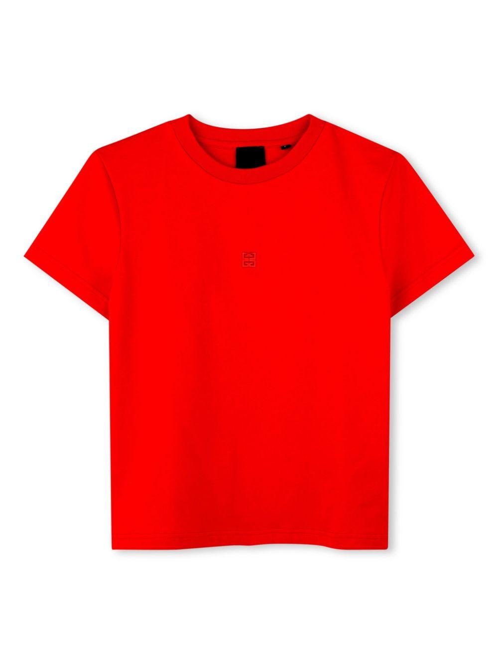 T-shirt per bambino Givenchy Kids rosso con placca 4G con trama jersey H30729 977 GIVENCHY KIDS 