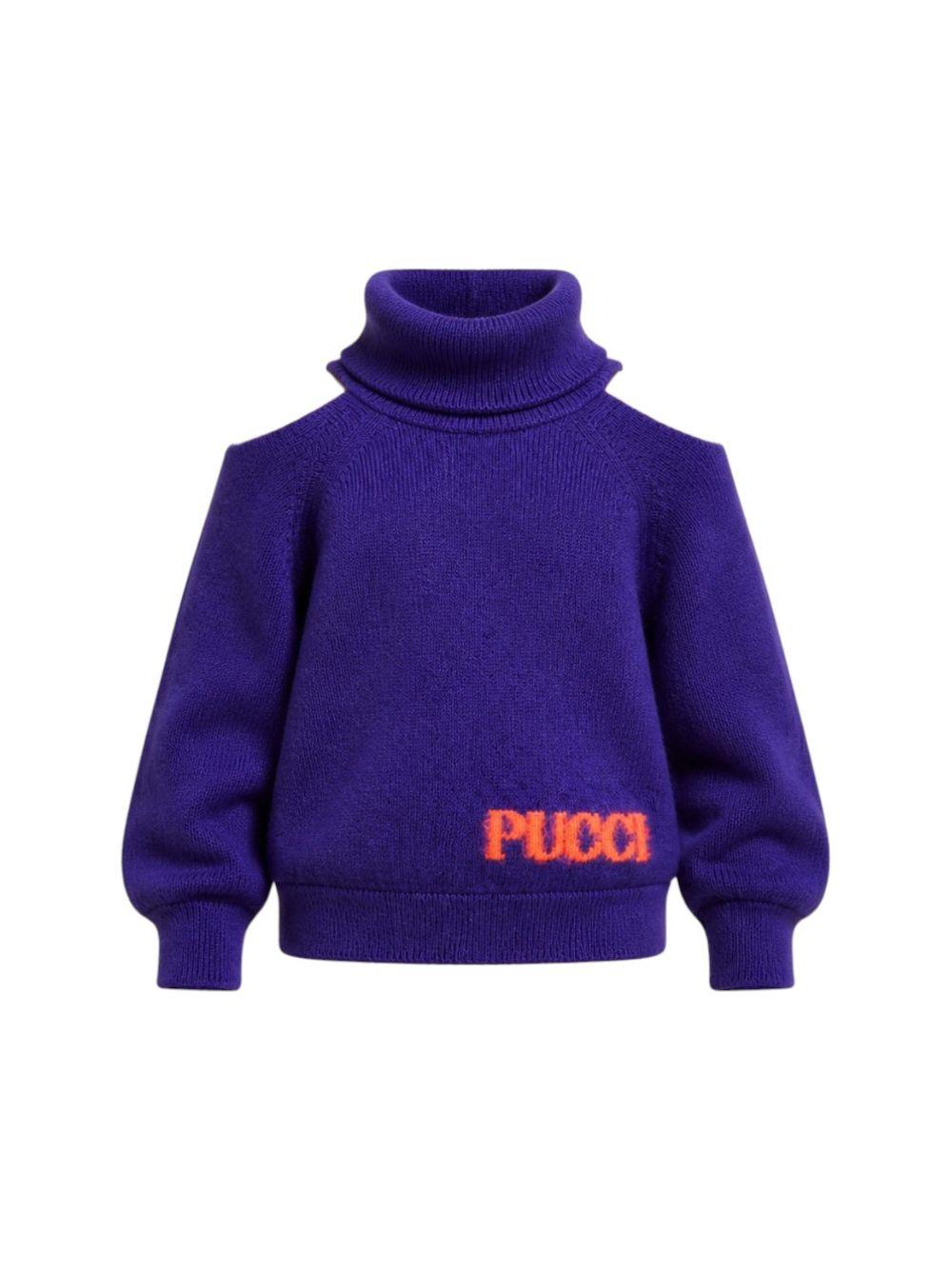 Maglione per bambina Emilio Pucci Kids viola con collo alto PZ9A00 Z2362 529 EMILIO PUCCI KIDS 
