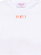 T-shirt a girocollo per neonata Emilio Pucci Junior bianca con ruches PY8031 Z3672 100AR EMILIO PUCCI KIDS 