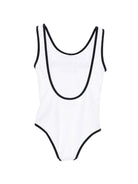 Costume per bambina Balmain Kids bianco con stampa logo sul davanti BXCA0D Z0005 100NE BALMAIN KIDS 