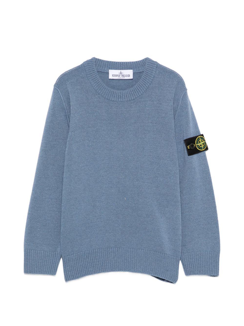 Maglione per bambino Stone Island Kids azzurro con orlo e polsini a coste L2S165100002S00M1 V004B STONE ISLAND KIDS 
