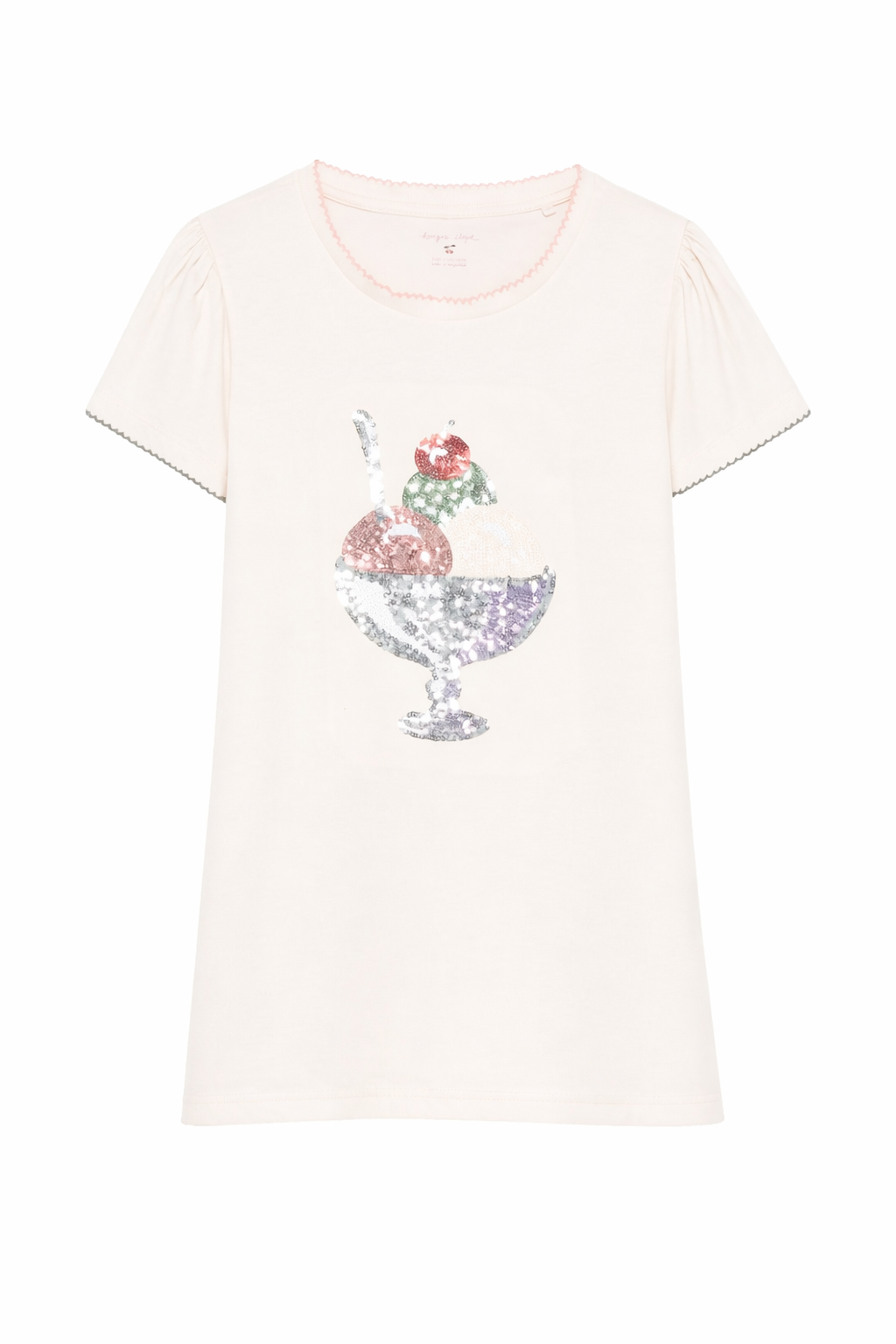 T-shirt per bambina Konges Slojd rosa con applicazione con paillettes KS104804 BUTTERCREAM KONGES SLOJD KIDS 