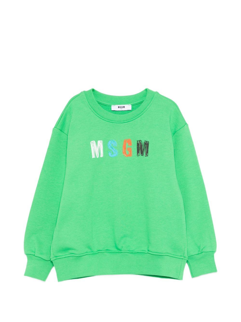 Felpa per bambini MSGM Kids verde con logo sul davanti S6MSJBSW237 MS006 MSGM KIDS 