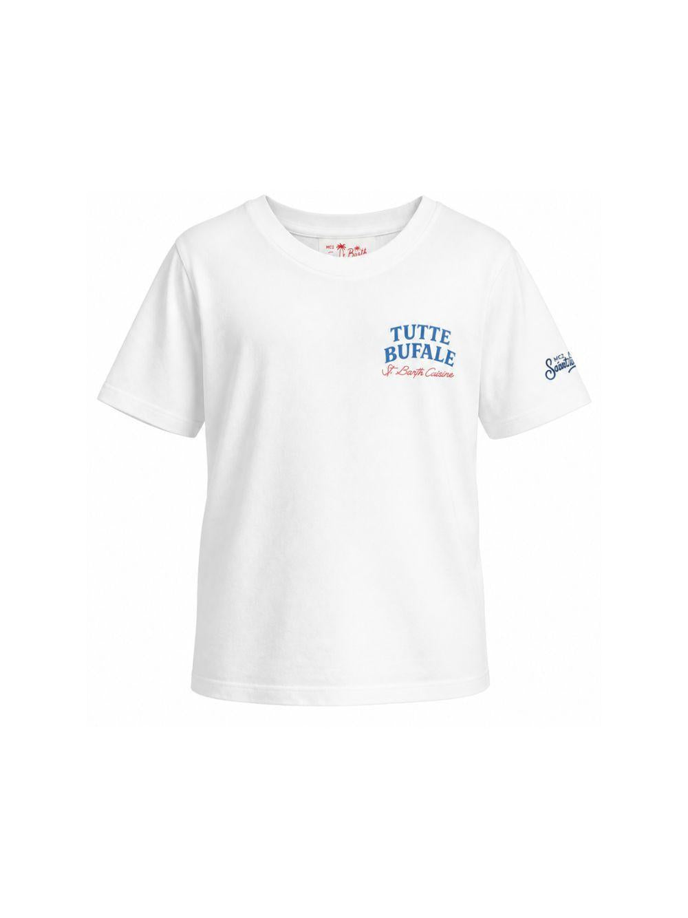 T-shirt per bambino MC2 Saint Barth Kids bianca con stampa Portland PRL0001 01227L MC2 ST. BARTH KIDS 