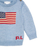 Maglione per neonato Polo Ralph Lauren Kids azzurro con bandiera ad intarsio 320A12207 001 Ralph Lauren kids 