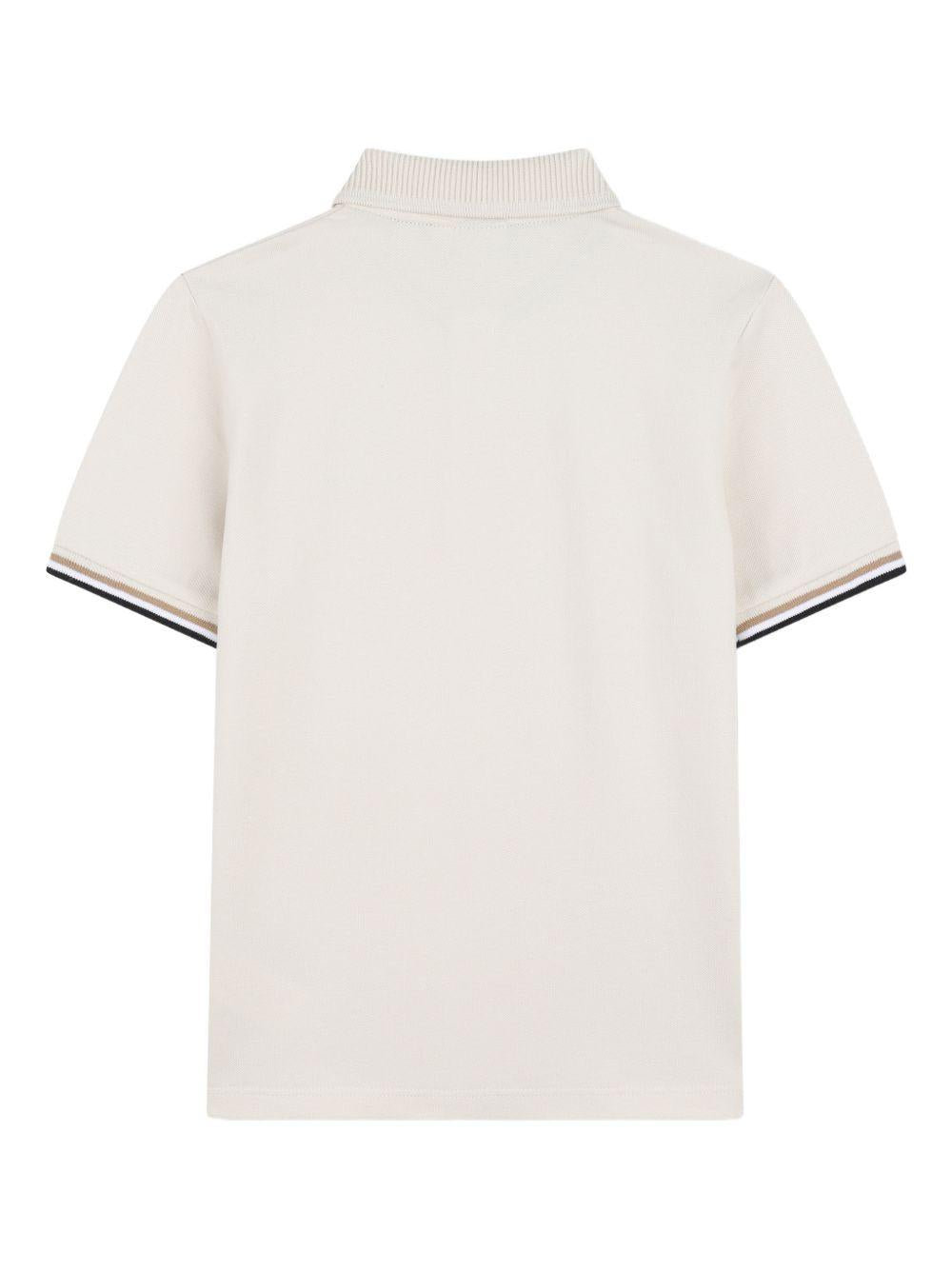 Polo per bambino Boss Kidswear beige con bordi a contrasto J52958 21C BOSS KIDS 