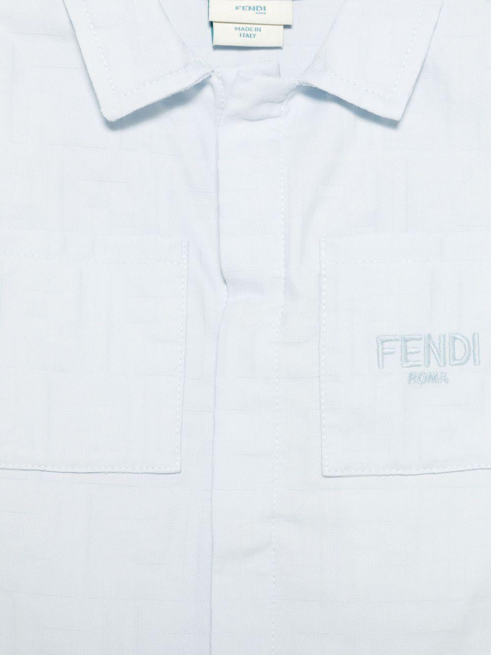Giubbino baby in popeline per neonato Fendi Kids azzurro con logo FF all-over BMA131 AS64 F1QYB FENDI KIDS 