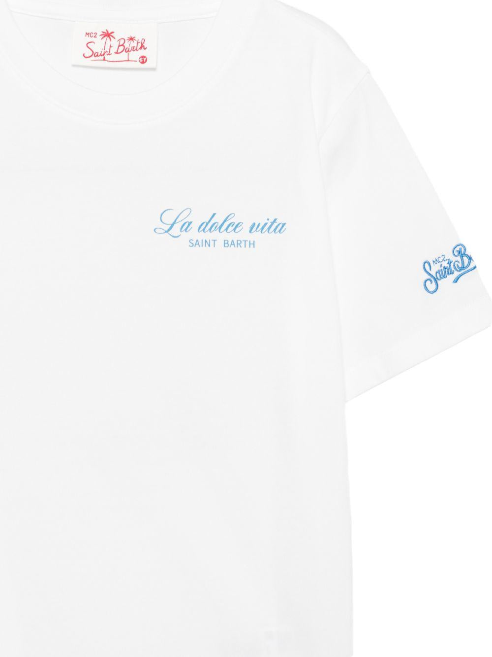 T-shirt per bambino MC2 Saint Barth Kids bianca scollo rotondo e stampa grafica PRL0001 00932L MC2 ST. BARTH KIDS 