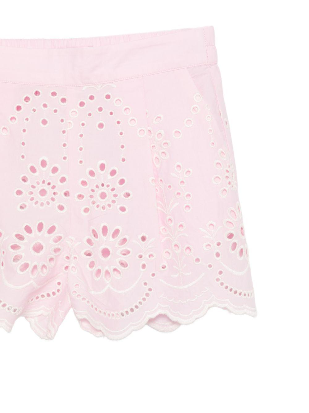 Shorts per bambina MC2 Saint Barth Kids rosa con ricamo floreale in broderie anglaise AMN0002 03034L MC2 ST. BARTH KIDS 