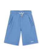 Shorts sportivi con stampa per bambino BOSS Kidswear blu con trama effetto lana J51993 84B BOSS KIDS 