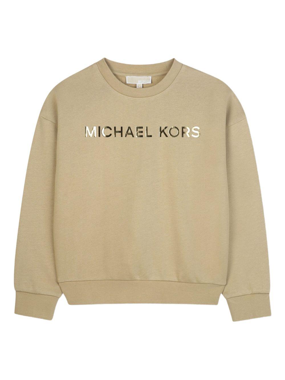 Felpa per bambina Michael Kors Kids beige con stampa logo R30469 23B MICHAEL KORS KIDS 