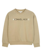 Felpa per bambina Michael Kors Kids beige con stampa logo R30469 23B MICHAEL KORS KIDS 