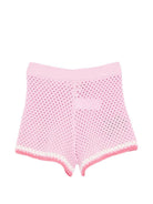Shorts per bambina MC2 Saint Barth Kids rosa con ricamo floreale YVT0002 03562L MC2 ST. BARTH KIDS 