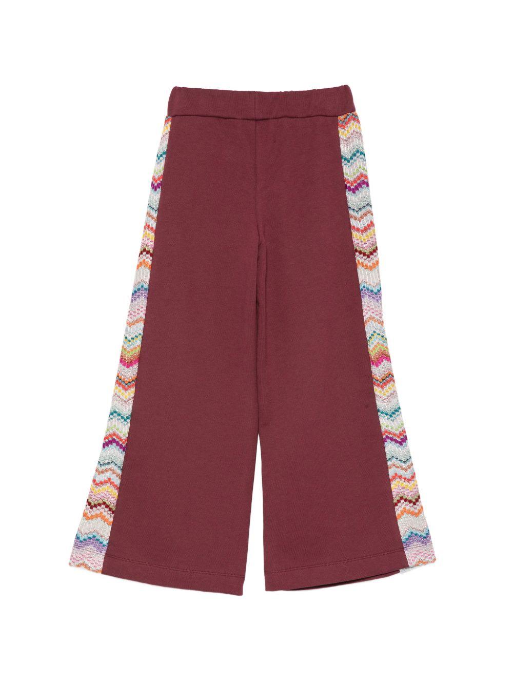 Pantaloni sportivi per bambina Missoni Kids bordeaux con bande laterali MZ6A00 Z3183 530 MISSONI KIDS 