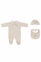 Set tre pezzi per neonata Fendi Kids beige con logo Fendi BUK154 ST8 F19J5 FENDI KIDS 