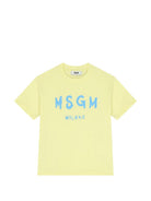 T-shirt per bambini MSGM Kids gialla con stampa logo S6MSJUTH001 MS075 MSGM KIDS 