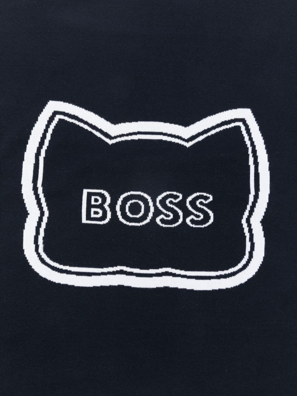 Coperta per neonato Boss Kids blu con ricamo gatto J53095 849 BOSS KIDS 