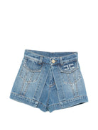Shorts per bambina Elisabetta Franchi La Mia Bambina in denim con logo EFBE0760DF011 4039 ElISABETTA FRANCHI KIDS 