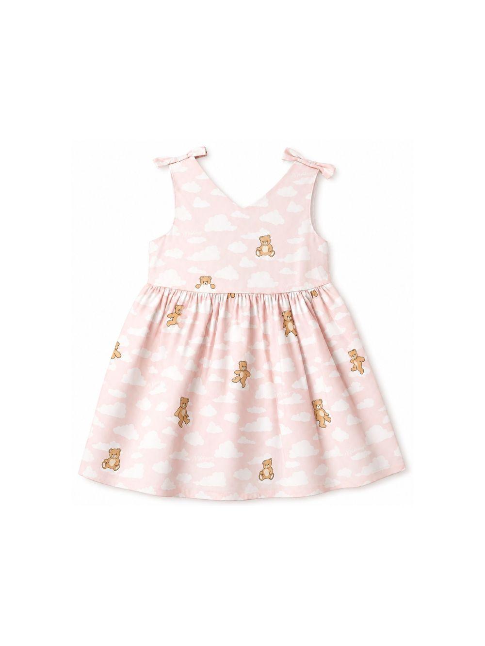 Abito per neonata Moschino Kids rosa con stampa graafica Teddy Bear MDV0DNLLB61 83696 MOSCHINO KIDS 