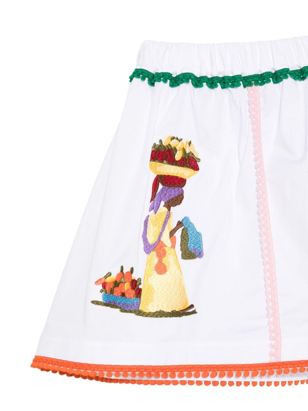 Gonna per bambina Stella Jean Kids bianca con decorazione ricamata SS26SJG624 0001 STELLA JEAN KIDS 