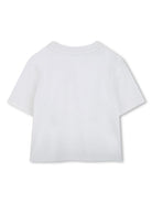 T-shirt con applicazione logo per bambina Marc Jacobs Kids bianco con trama jersey W60463 10P THE MARC JACOBS KIDS 