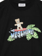 T-shirt per bambino Moschino Kids nera con stampa grafica sul davanti HUM05KLAA23 60100 MOSCHINO KIDS 