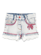 Shorts per neonata Monnalisa in denim con dettagli in pizzo 39E403 5020 0062 MONNALISA KIDS 