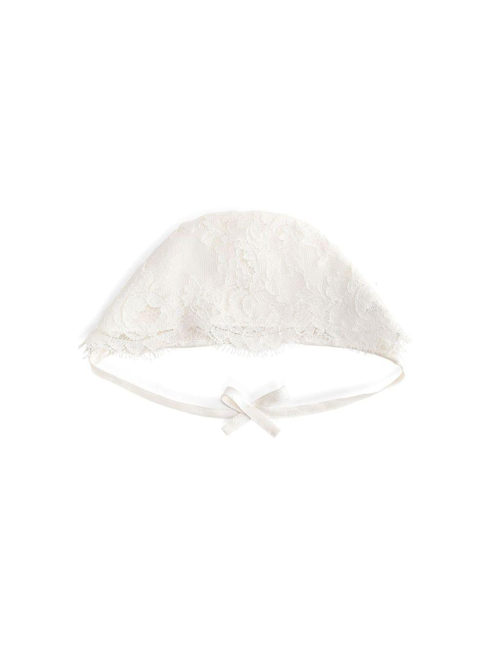 Cuffia per neonata Dolce & Gabbana Kids bianca con interti in pizzo L0EGC0 LA086 W0111 DOLCE & GABBANA KIDS 