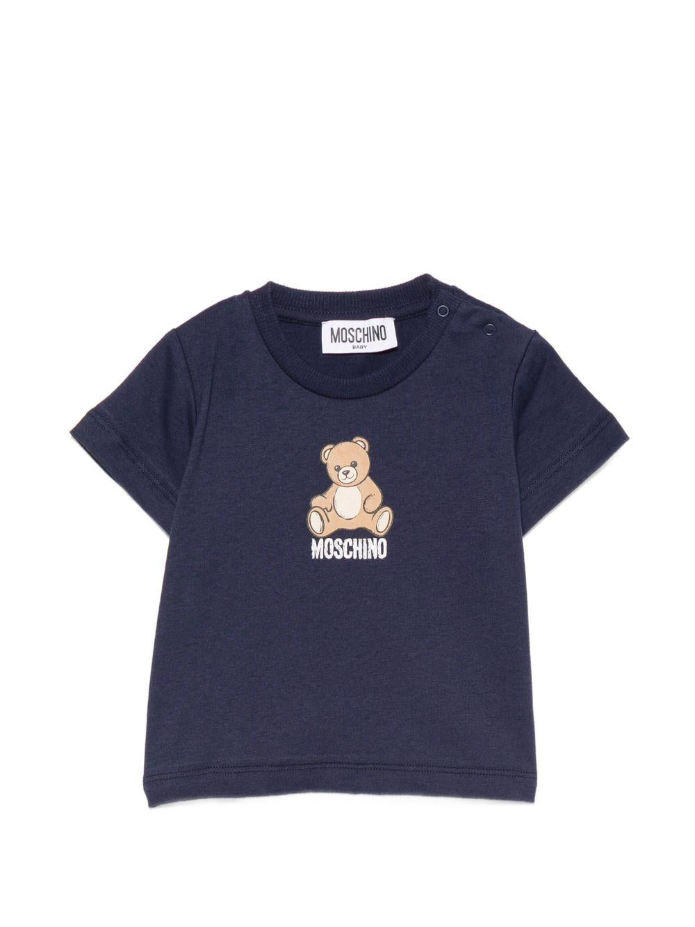 T-shirt per neonato Moschino Kids blu con motivo Teddy Bear M9M047LAA10 40016 MOSCHINO KIDS 