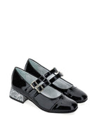 Ballerine per bambina Monnalisa Kids nere con tacco largo con glitter 87H000 8770 0050 MONNALISA KIDS 
