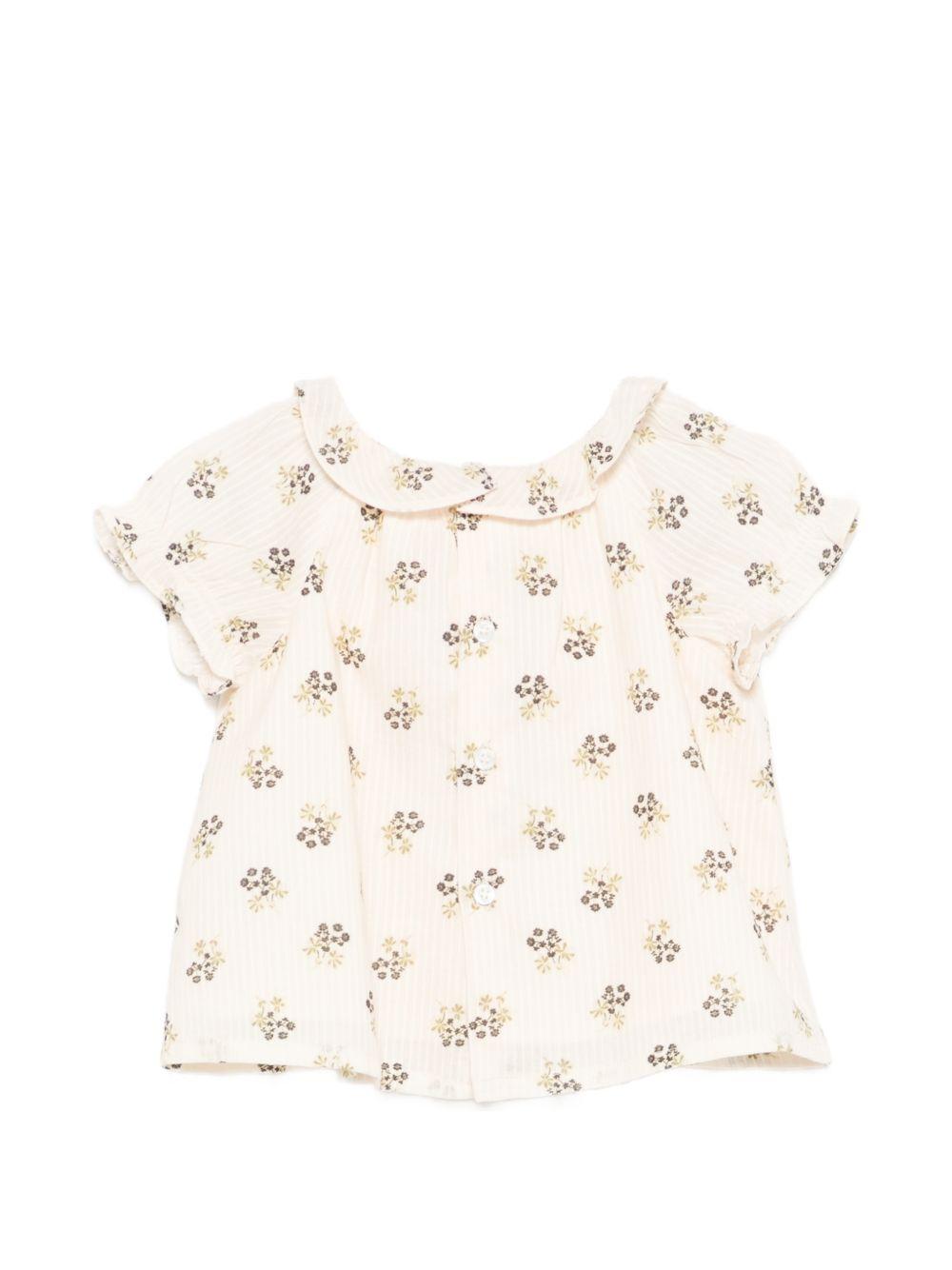 T-shirt per neonata Bonpoint beige con stampa fiori all-over S06XBLW00005 503 BONPOINT KIDS 