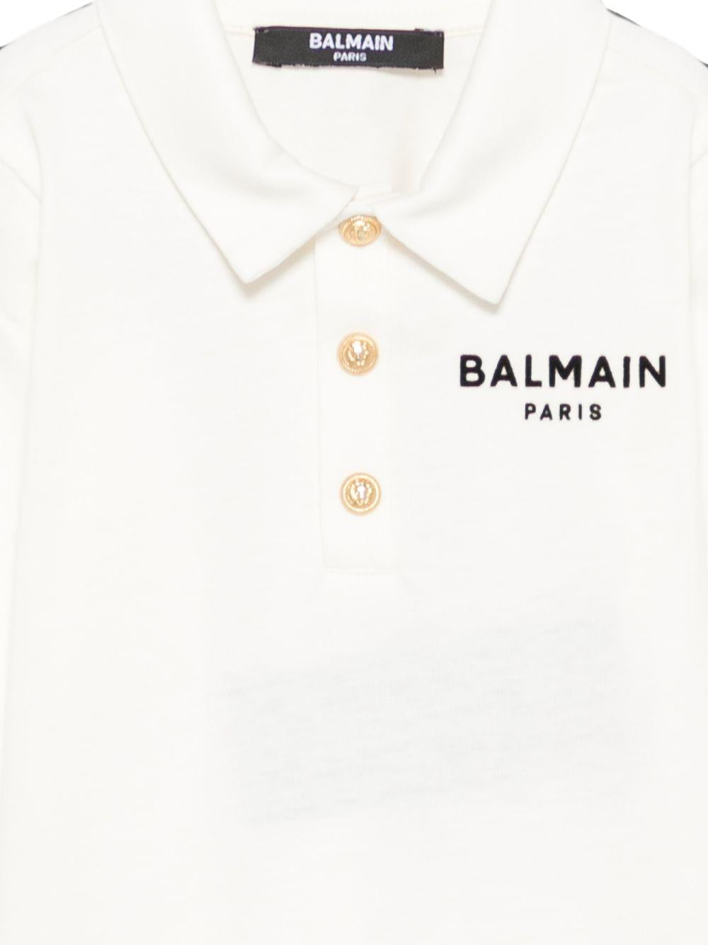 T-shirt per neonata Balmain Kids bianca con colletto stile polo BZ8330 Z3672 102NE BALMAIN KIDS 