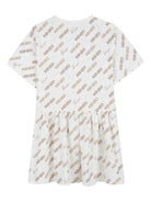 Abito per bambina Kenzo Kids bianco con stampa logo all-over K61850 117 KENZO KIDS 