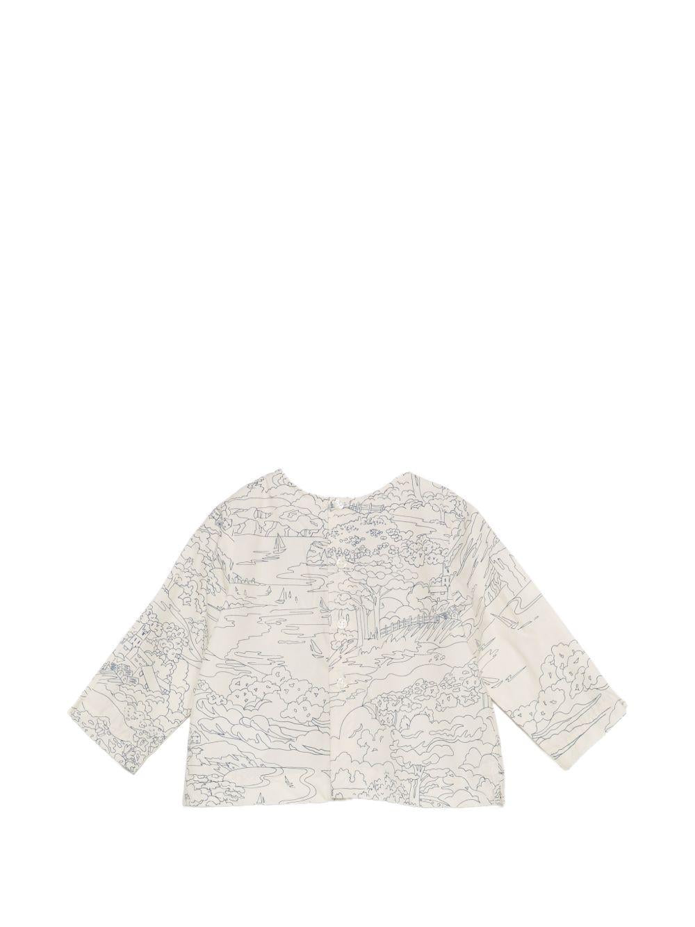 Camicia per neonata Bonpoint beige con stampa grafica all-over S06YSHW00013 677 BONPOINT KIDS 