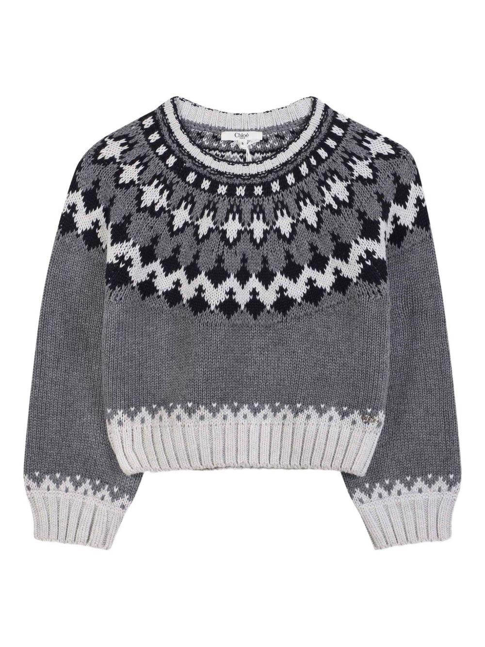 Maglione per bambina Chloé Kids grigio con maglia con motivo a intarsio C20797 A46 CHLOE' KIDS 