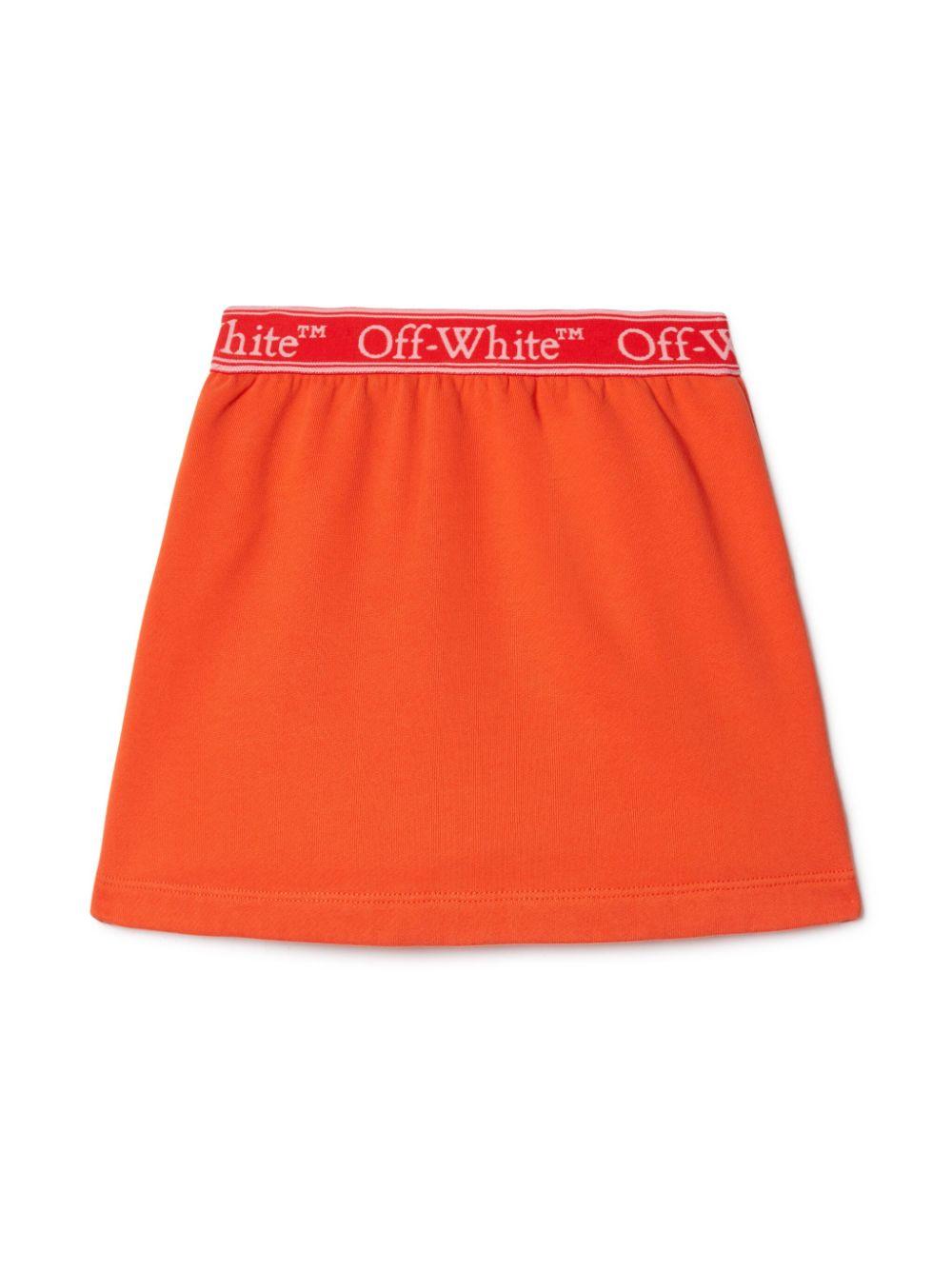 Gonna per bambina Off-White Kids arancione con banda logo OGCK001S25FLE001 2630 OFF WHITE KIDS 