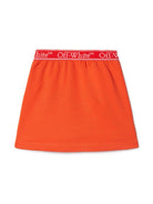 Gonna per bambina Off-White Kids arancione con banda logo OGCK001S25FLE001 2630 OFF WHITE KIDS 