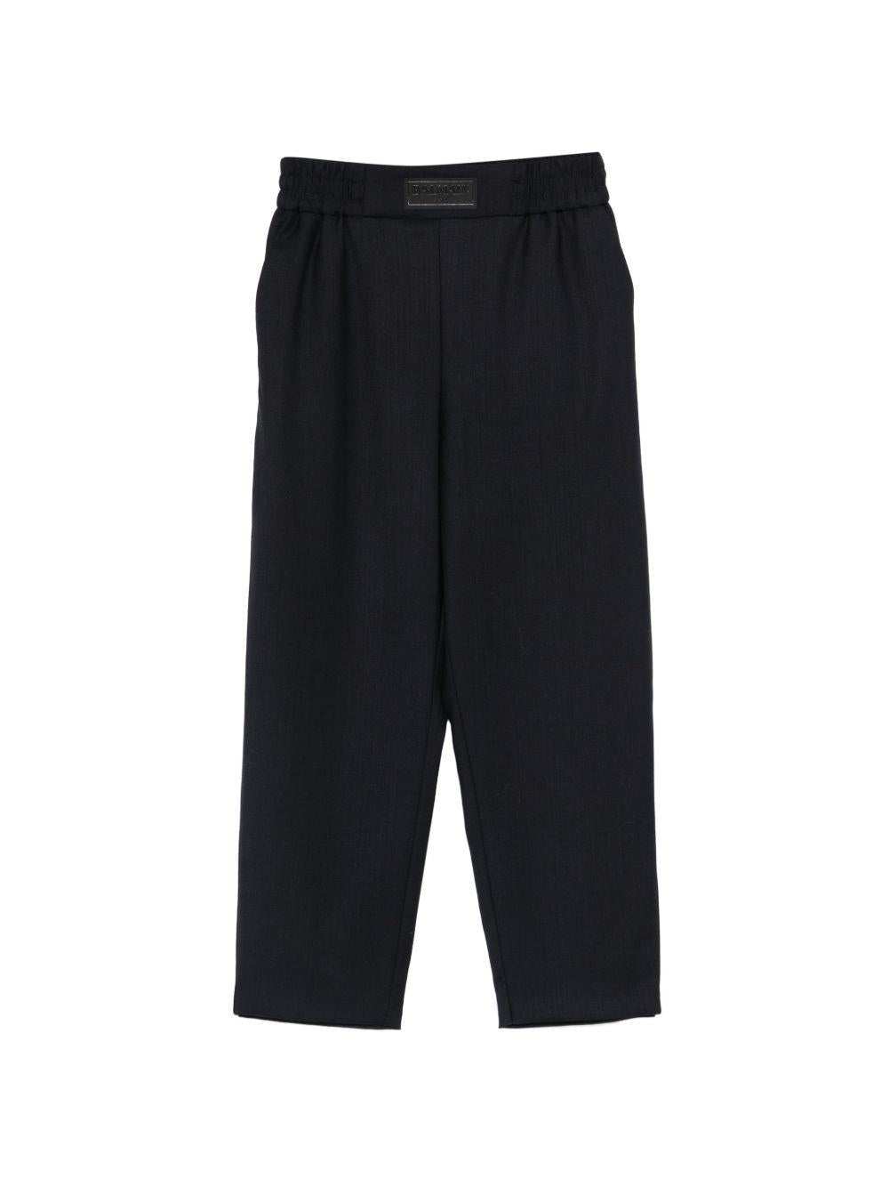 Pantaloni per bambino Balmain Kids blu con toppa con logo sul davanti BY6P80 I0196 621 BALMAIN KIDS 