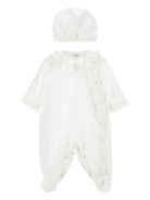 Set tutina e cappello per neonata Monnalisa bianco con dettagli fiori 35G503 7010 0001 MONNALISA KIDS 