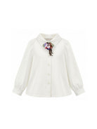 Camicia per bambina Monnalisa Kids bianca con applicazione fiori sul collo 11H300 8109 0001 MONNALISA KIDS 