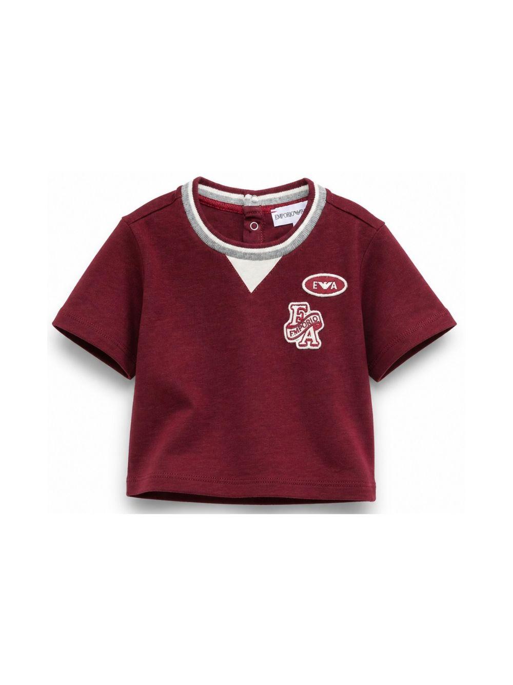 T-shirt per neonato Emporio Armani Kids bordeaux con patta logo EB001439 AF13715 UA343 EMPORIO ARMANI KIDS 