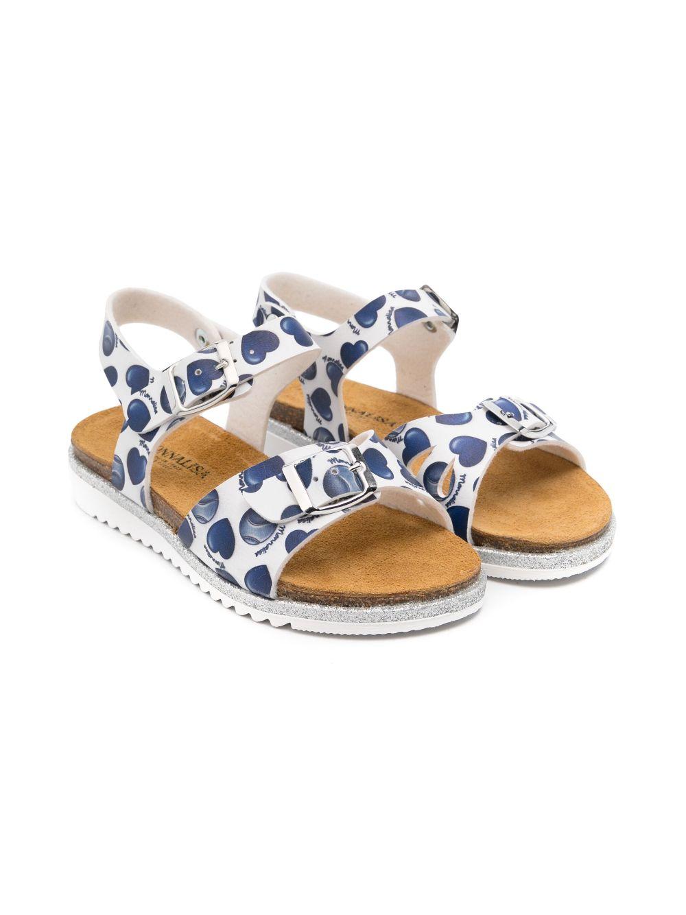Sandali per bambina Monnalisa bianco con stampa a cuore blu 8CE008 5720 9956 MONNALISA 