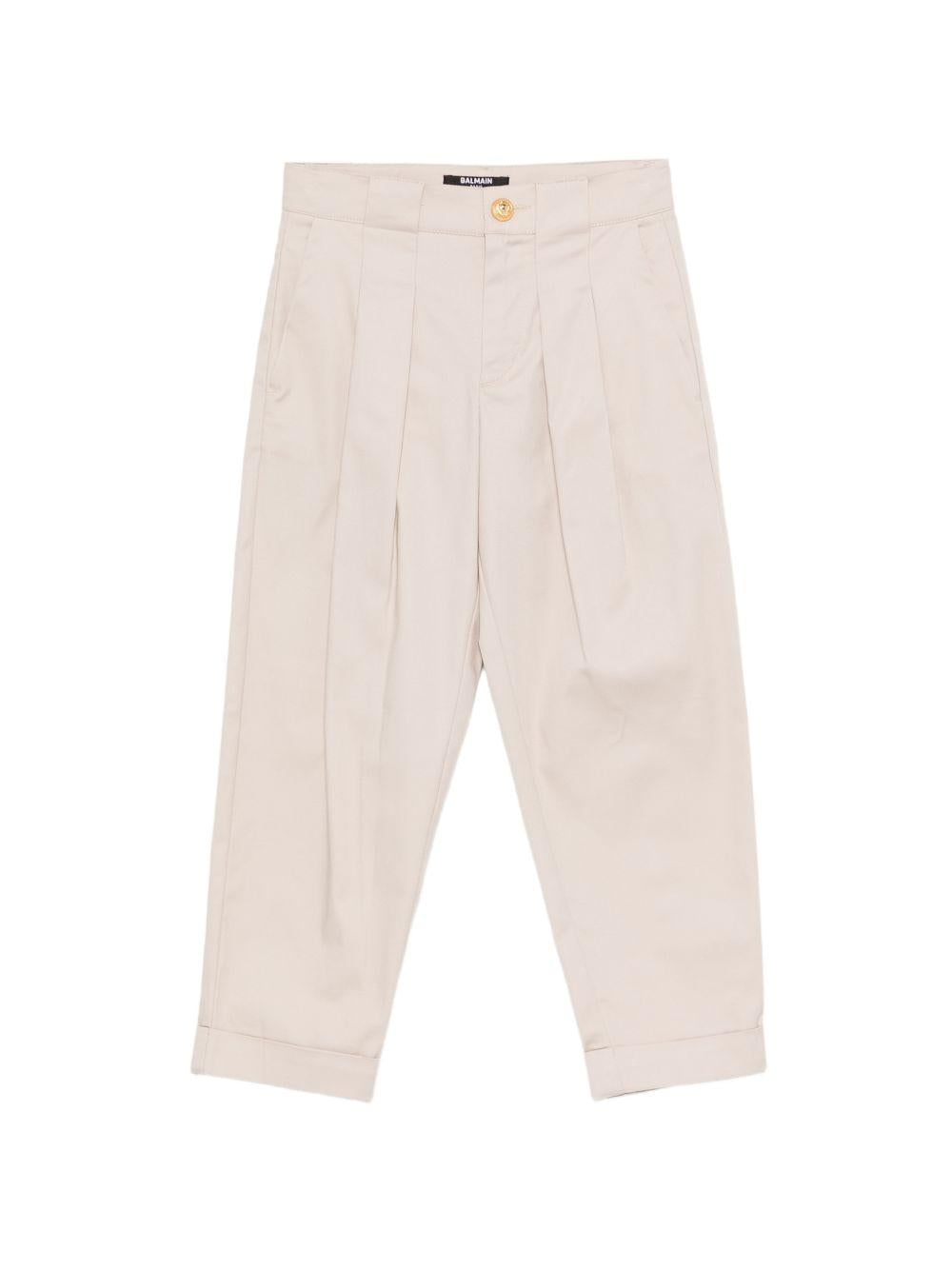 Pantaloni per bambino Balmain Kids beige con pieghe anteriori BY6R20 G0197 107 BALMAIN KIDS 
