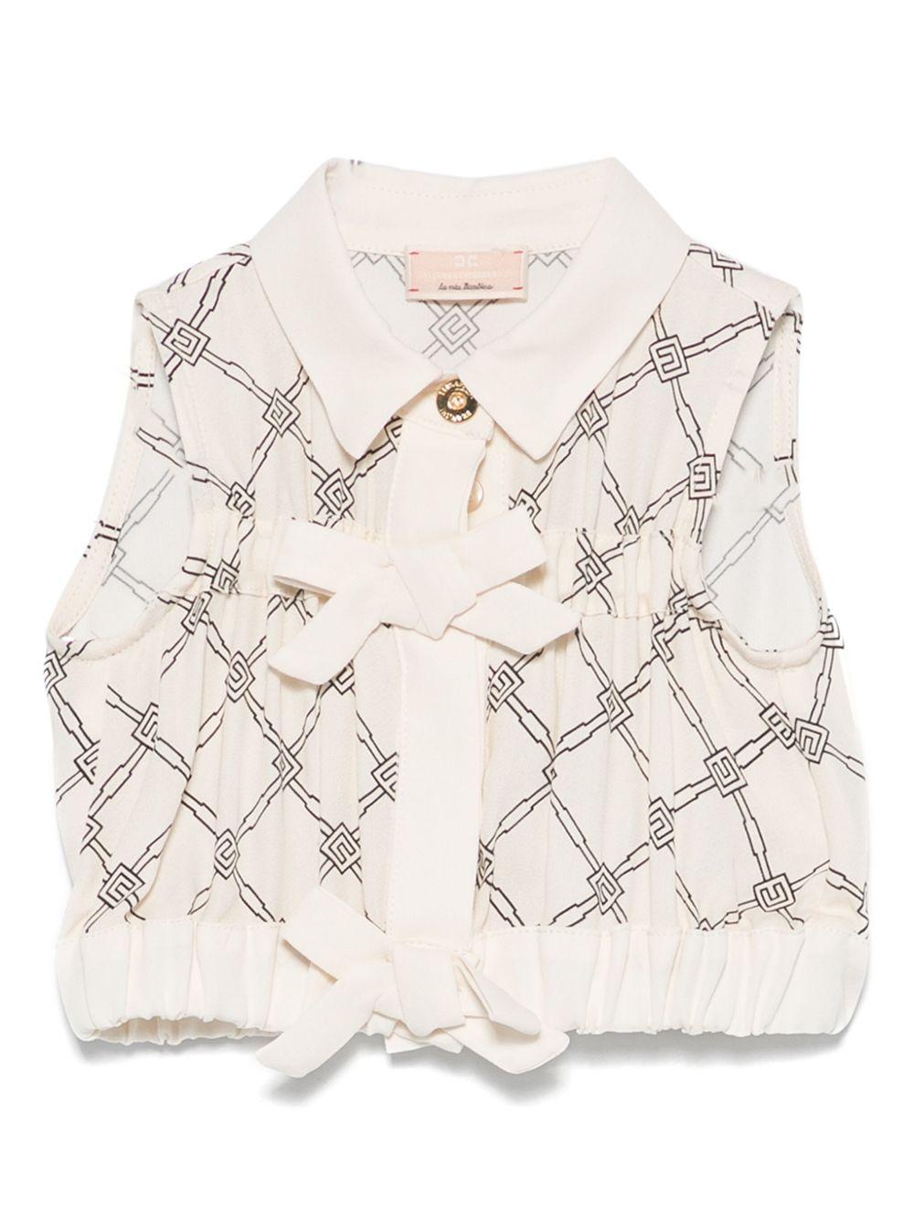 Camicia per bambina Elisabetta Franchi La Mia Bambina beige con stampa EGCA0420VI022 D595 ElISABETTA FRANCHI 