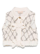 Camicia per bambina Elisabetta Franchi La Mia Bambina beige con stampa EGCA0420VI022 D595 ElISABETTA FRANCHI 