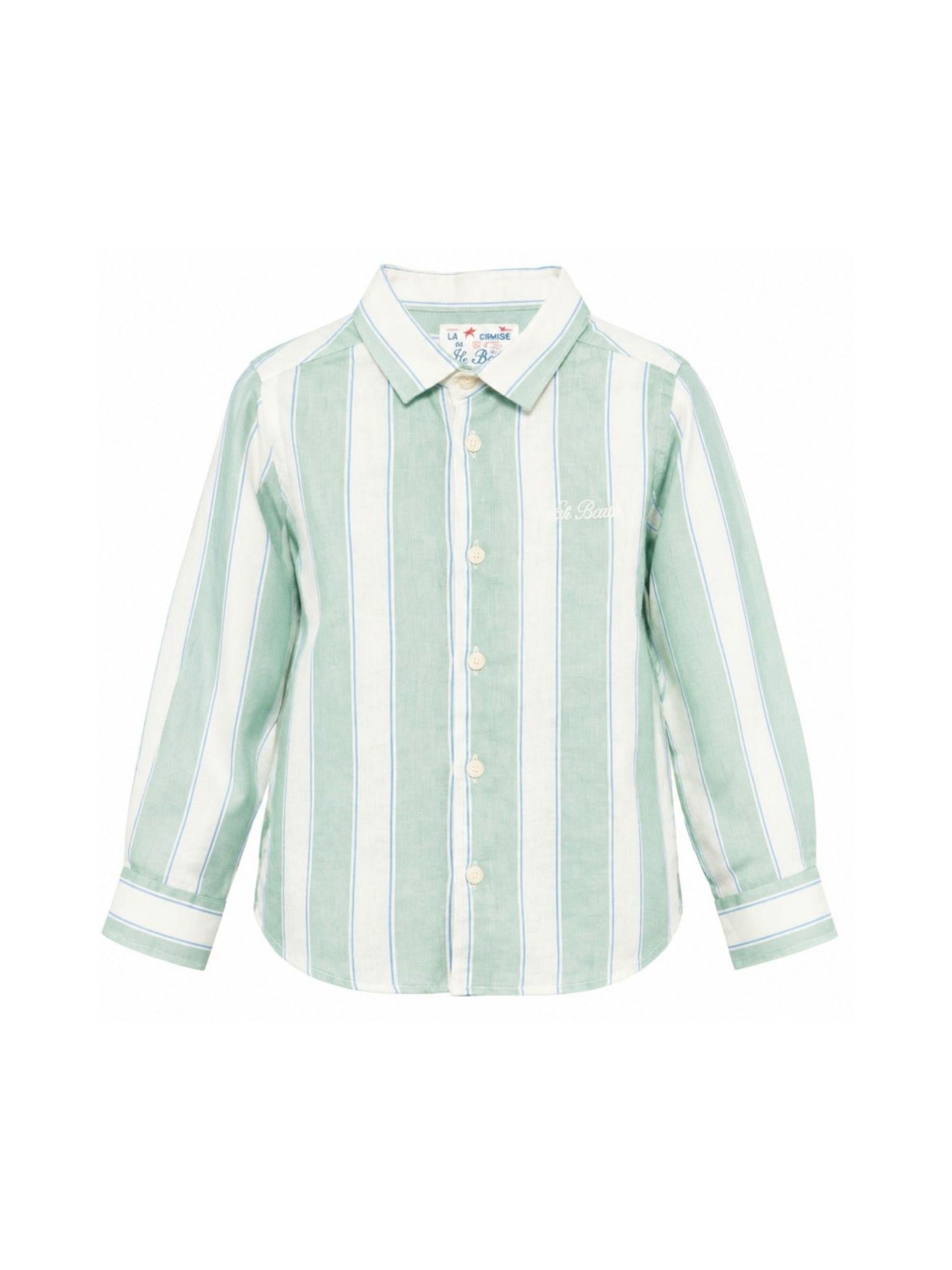 Camicia di Agnes Mc2 Saint Barth Kids verde con colletto classico AGN0001 00782L MC2 ST. BARTH KIDS 