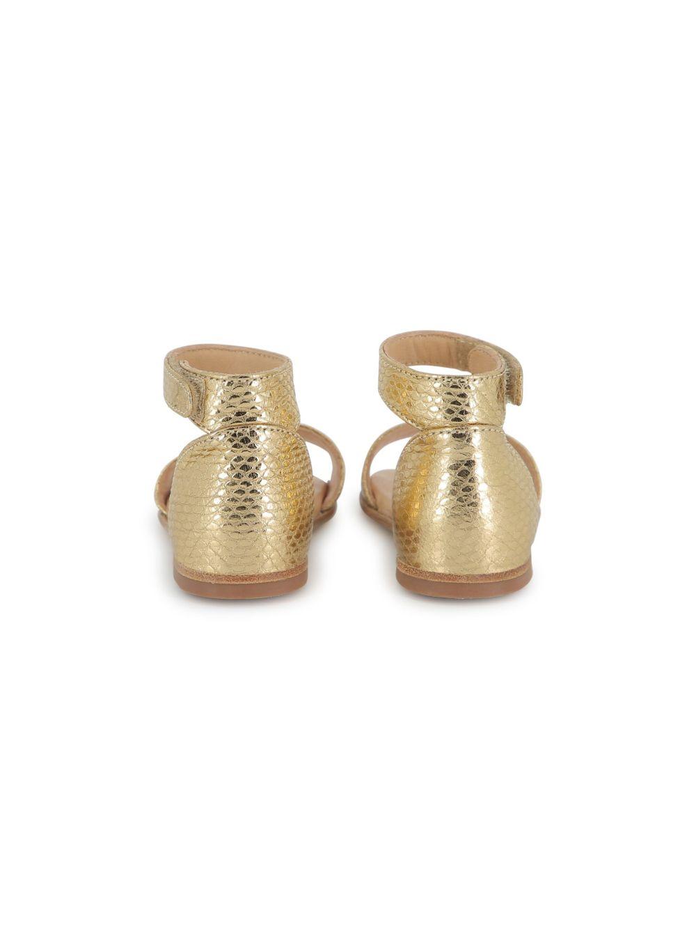 Sandali metallizzati per bambina Chloé Kids color oro con chiusura a strappo alla caviglia C20519 Z99 CHLOE' KIDS 