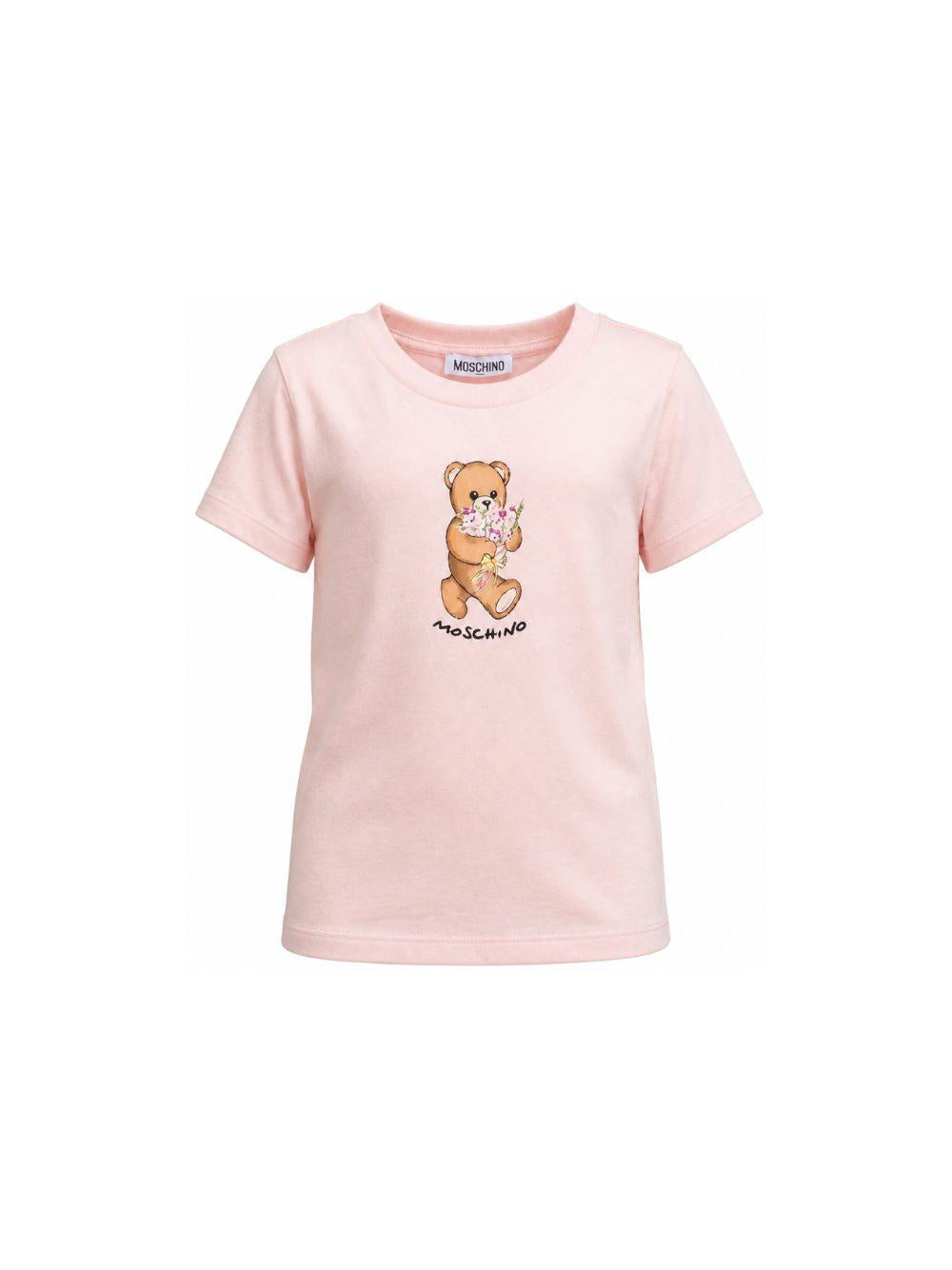 T-shirt per bambina Moschino Kids rosa con stampa grafica Teddy bear HGM06KLAA02 50209 MOSCHINO KIDS 